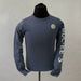 Long sleeve blue Buc-ee’s t-shirt displayed on a black mannequin with a small Buc-ee’s logo on the chest and "BUC-EE'S" printed in white down the right sleeve.