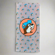 Buc-ee's Cheetah style towl with beach and blue coloring.