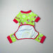 Buc-ee’s Christmas pet onesie showing festive holiday design with Buc-ee logos, peppermints, and snowflakes.