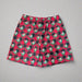 Buc-ee’s Christmas Plaid Boxers with red and black plaid pattern featuring repeating Buc-ee in a Santa hat design.