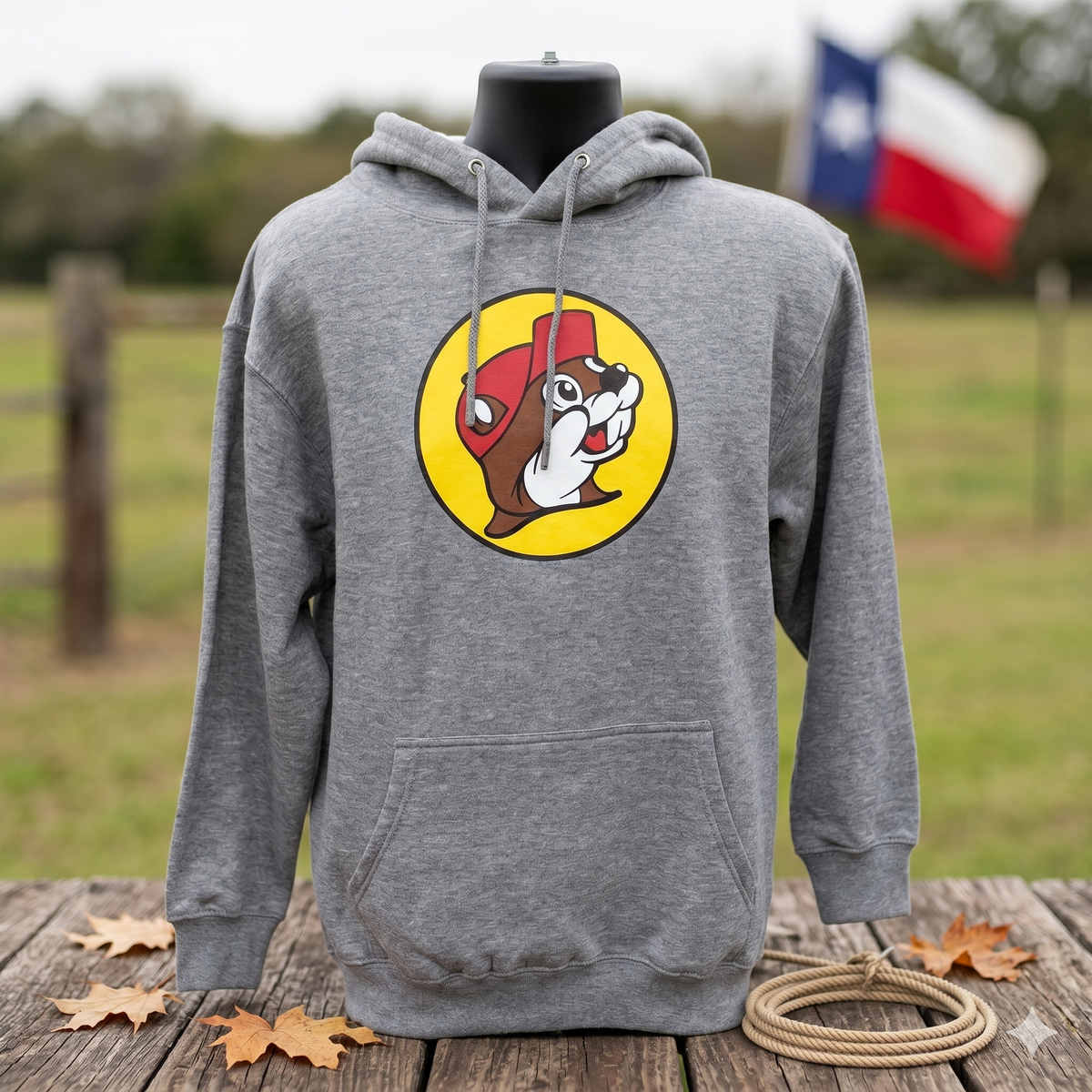 Buc-ee's Basic Grey Logo Hoodie — Texas Snax