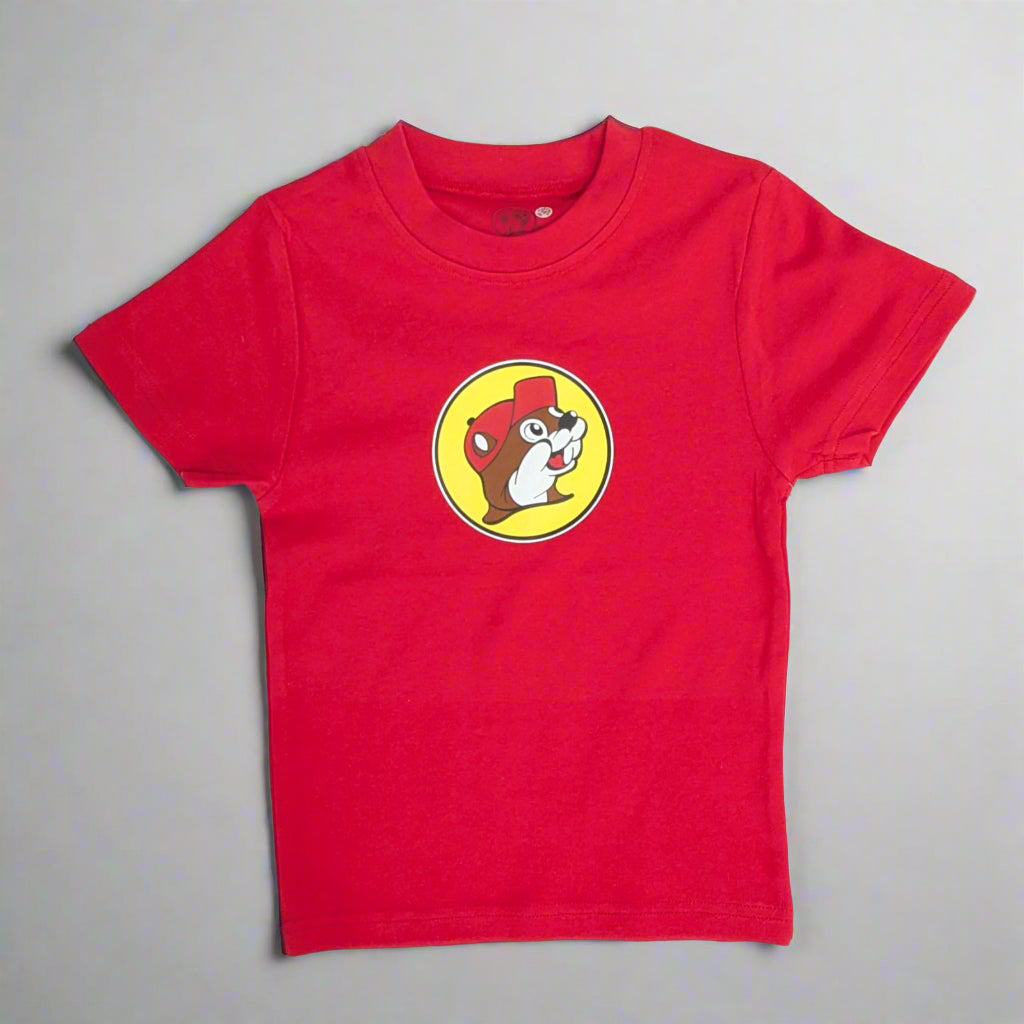 Buc-ee's Classic Red Logo Shirt for kids. 