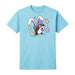 Front view of a light blue Buc-ee’s “Did Some Bunny Say Buc-ee’s” Easter 2026 shirt featuring bunny ears, pastel Easter eggs, flowers, and colorful spring graphics.