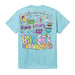 Back view of a light blue Buc-ee’s “Did Some Bunny Say Buc-ee’s” Easter 2026 shirt featuring bunny ears, pastel Easter eggs, flowers, and colorful spring graphics.