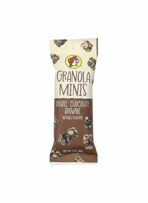 Buc-ee's Double Chocolate Brownie Granola Minis bag, front view