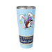 A light blue 32oz Yukon Outfitters "Double Pint" tumbler without a handle. The design features the Buc-ee's beaver wearing purple bunny ears and a matching hat, decorated with a festive Easter egg and floral pattern.