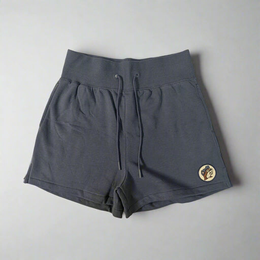 Buc-ee's Fleece Shorts. Indigo color with the Buc-ee's logo in the bottom left corner. 