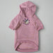 Front view of pink Buc-ee’s dog hoodie with floral design and Buc-ee’s logo in the center.