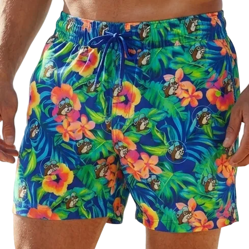 Buc-ee's Tropical Floral Swim Shorts – Bright Summer Beach Trunks