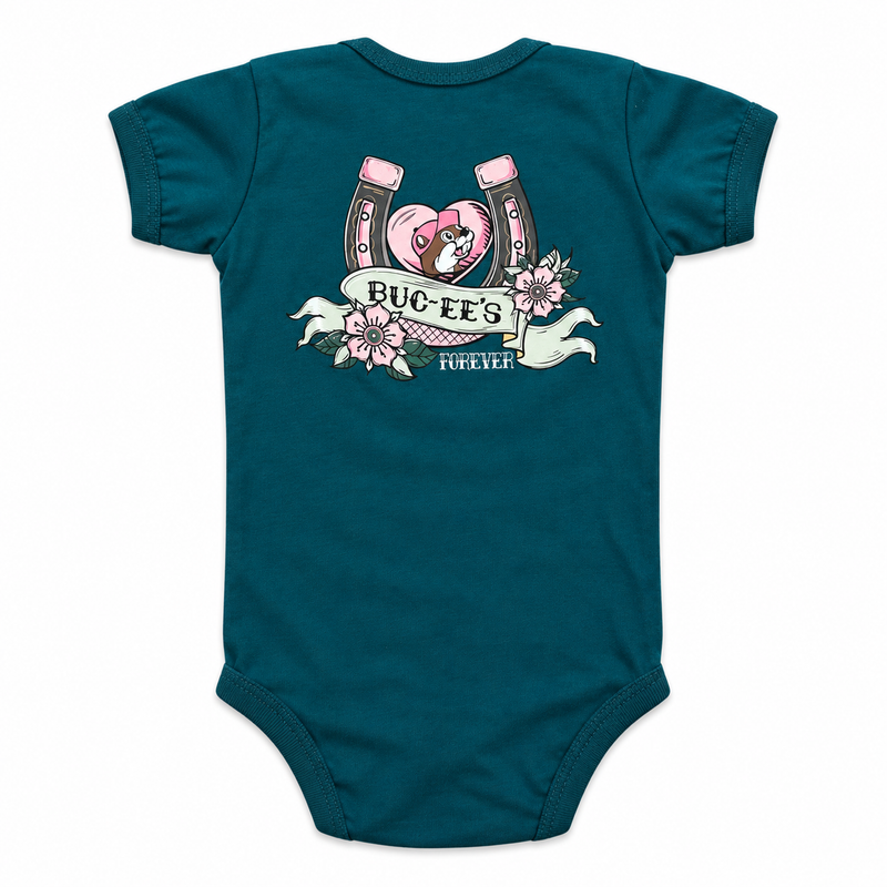Buc-ee's Forever Teal Horseshoe Infant Onesie