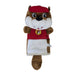 A plush golf club headcover shaped like the Buc-ee's beaver mascot lying horizontally on a clean white background. The beaver is wearing its signature red baseball cap and a red shirt featuring the yellow Buc-ee's logo. It has a soft brown furry body, a white plush belly, and a flat, quilted brown tail.