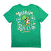 The back of a green t-shirt featuring the large text "IRISH I WERE AT BUC-EE'S" in a stylized white font. The year 2026 is printed vertically, and the center shows the Buc-ee's beaver in a leprechaun hat surrounded by orange and white shamrocks.