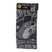 Buc-ee’s Beaver Believer kitchen towel in black and white, featuring a large Buc-ee Beaver in the center of a large sunflower. The words "Beaver Believer" underneath. The 20" x 28" absorbent kitchen towel is displayed folded with its retail hanger and packaging attached against a white background.