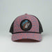 Buc-ee's Leopard Love Trucker Hat. The pink and blue leopard print with the Buc-ee's logo on the front. 