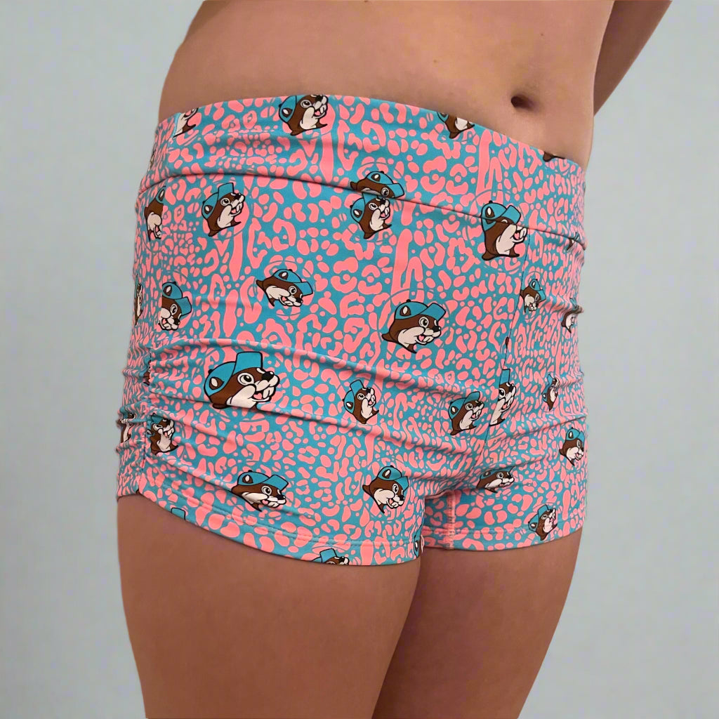 Buc-ee's Leopard Swim Bottoms Front Side