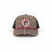 Buc-ee's Leopard Trucker Hat classic white background.