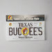 Texas Buc-ee's Beaver Believer License Plate for collectors. It's white with black lettering with a Buc-ee's Logo in the center. 