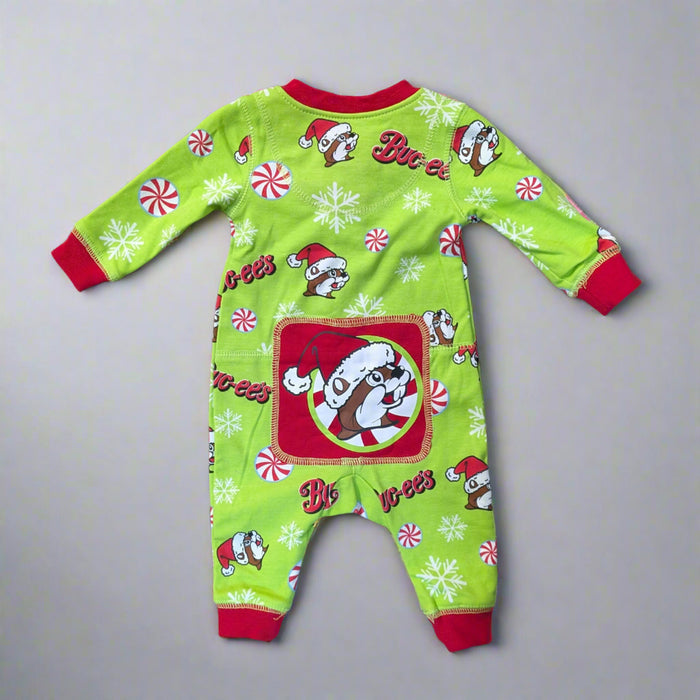 Buc-ee's Lime Green Peppermint Onesie infant size. With Buc-ee's on the bum. 