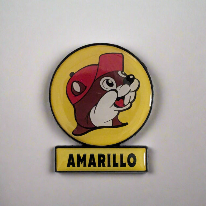 Buc-ee's Yellow Lollipop Magnet with the Buc-ee's logo for Amarillo, TX.