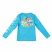 Buc-ee's Long Sleeve Performance Tropical Turquoise Shirt Back View on a classic white background.