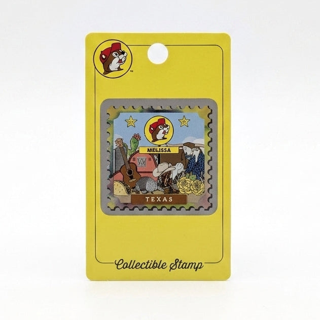 Buc-ee's Melissa Collectible Stamp white background.