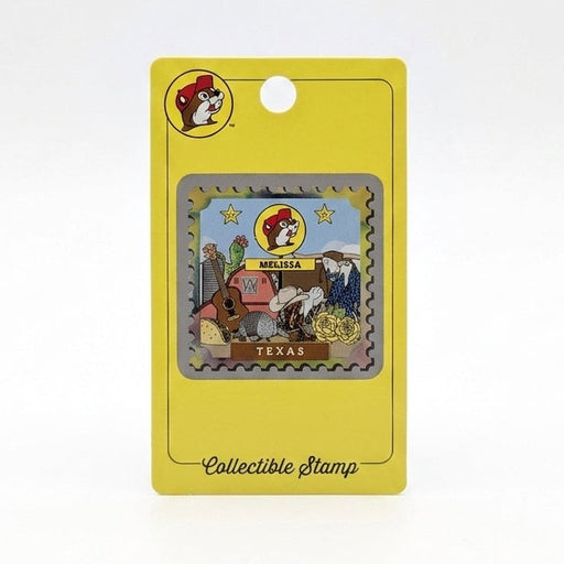 Buc-ee's Melissa Collectible Stamp white background.
