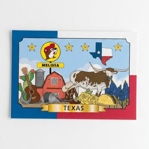 Buc-ee's Melissa Postcard white background.