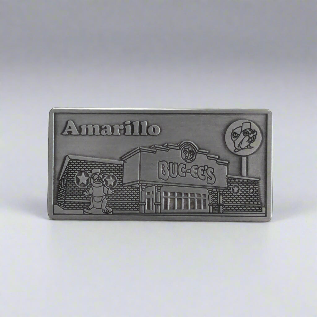 A rectangle metal magnet of amarillo texas buc-ees