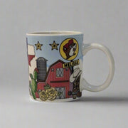 Buc-ee's Mug Shot Glass - Melissa Location has a barn with longhorn and Texas on it. 