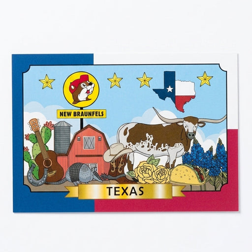 Buc-ee's New Braunfels Postcard white background.