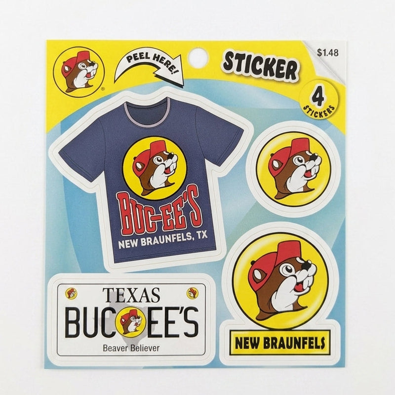 Buc-ee's New Braunfels Sticker Sheet white background.