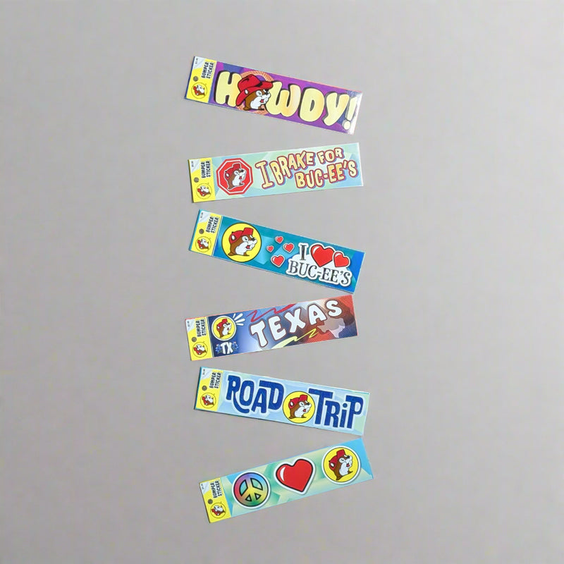 Buc-ee's Bumper Stickers with 6 different sayings. 