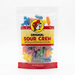 A 8 oz clear resealable bag of Buc-ee's Original Sour Crew Gummies. The label features the famous beaver mascot on a yellow background with "ORIGINAL SOUR CREW" in bold red text. The bag is filled with an assortment of colorful, sugar-coated rectangular gummies in shades of blue, orange, green, yellow, and purple. Displayed on a clean white background.