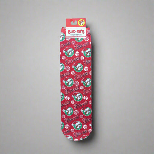 Buc-ee's Peppermint Christmas Adult Crew Socks