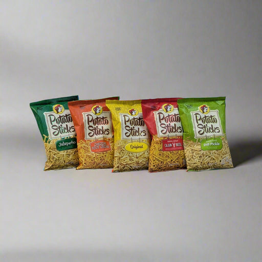 Buc-ee's Potato Sticks. 5 different flavors. Original, Jalapeno, Sour Cream Cheddar, Dill Pickle, and Cajun.
