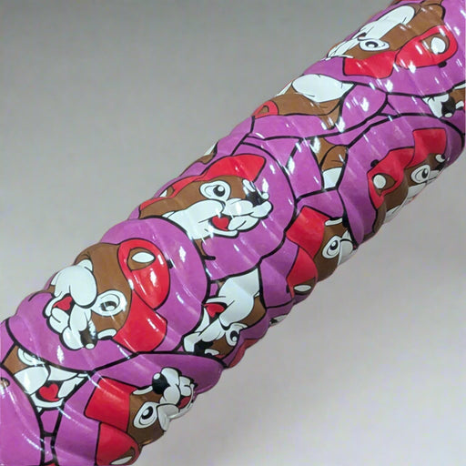 Buc-ee's Purple Pool Noodle with Buc-ee's logo all over it.