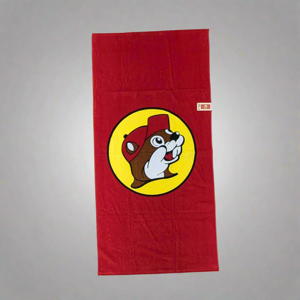 Buc-ee's Red Logo Beach Towel | Available Here — Texas Snax