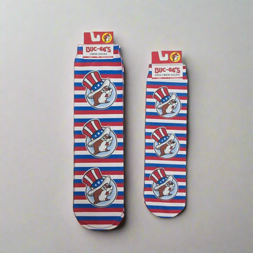 Buc-ee's Red, White, & Blue Striped Socks