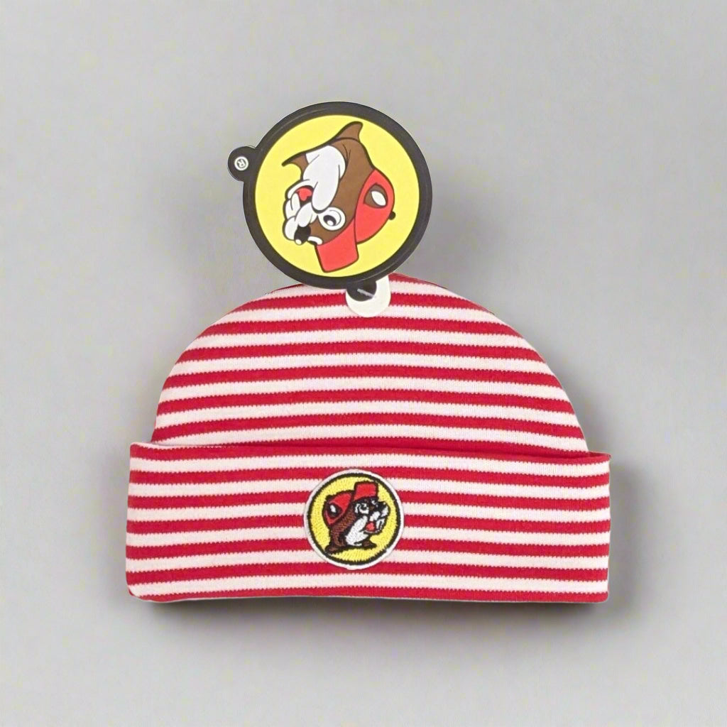 Buc-ee's Red & White Striped Knit Cap