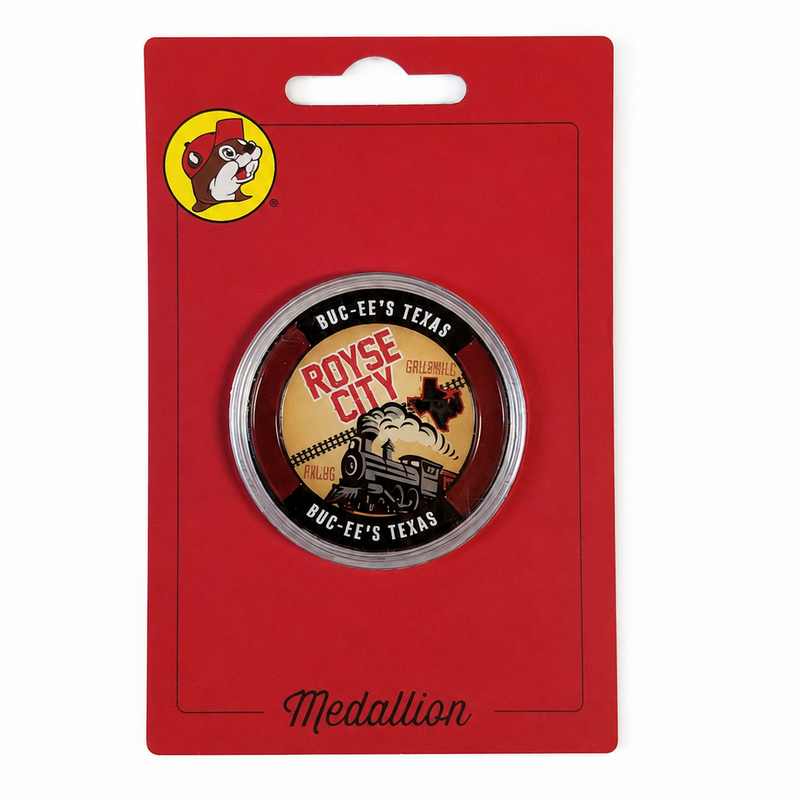 Buc-ee's Royse City Collectible Medallion white background.
