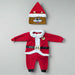 Front lay of Buc-ee's Santa Union Suit with hood turned to show the cartoon face of Buc-ee in a Santa hat.