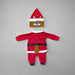 Rear flat lay of Buc-ee's Santa Union Suit with hood turned to show the cartoon face of Buc-ee in a Santa hat