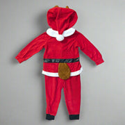 Back view of Buc-ee's Santa Union Suit showing the tail detail and hood with white pom-pom