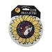 A round Buc-ee's silicone non-slip jar opener styled as a large yellow sunflower, with the Buc-ee beaver logo nestled into the dark center of the flower. Displayed on a clean white background.