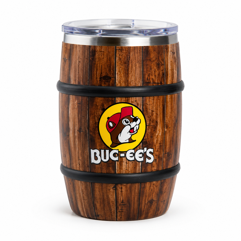 Buc-ee’s Single Barrel 12oz Tumbler On a white background.