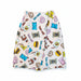 Buc-ee's Snack Towel Wrap has a velcrow stretchy top to hold around you and a front pocket in the front along with the design has blue gummy bears, brisket sandwiches, beaver nuggers, drinks all over it. 