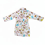 Buc-ee's Snacks Plush Robe with all the different Buc-ee's snacks on it with 2 front pockets and a rope to tie around. 
