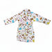 Buc-ee's Snacks Plush Robe with all the different Buc-ee's snacks on it with 2 front pockets and a rope to tie around. 