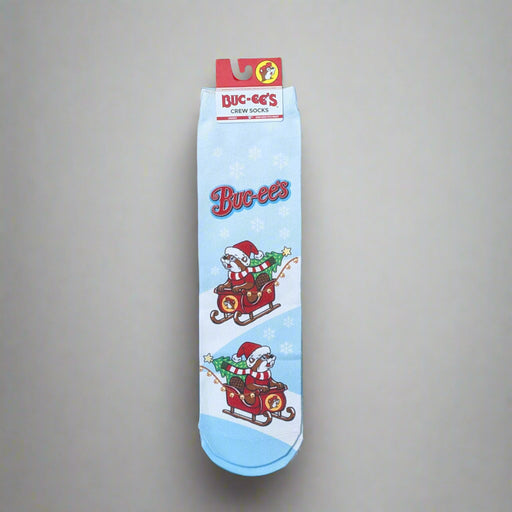 Buc-ee's Snowflake Christmas Adult Crew Socks