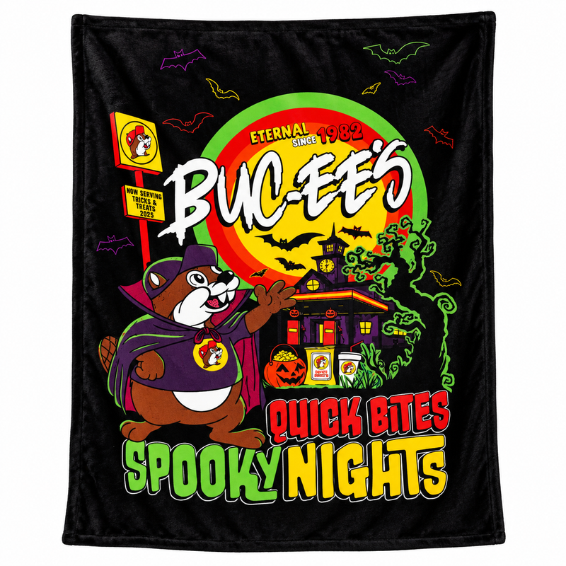 Buc-ee's Halloween "Quick Bites Spooky Nights" Blanket
